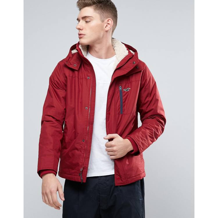 Hollister All Weather Hooded Jacket Fleece Lined In Hco Red ASOS