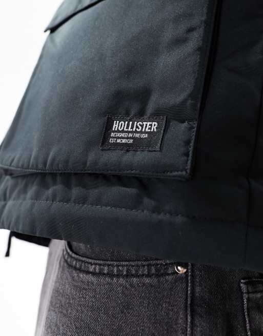 Hollister all weather hooded winter parka jacket in black