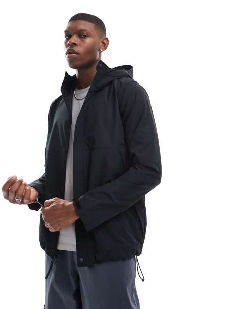 usb Yellow women polo shirts Hollister all weather mesh lined hooded rain jacket in black ClassicfuncenterShops