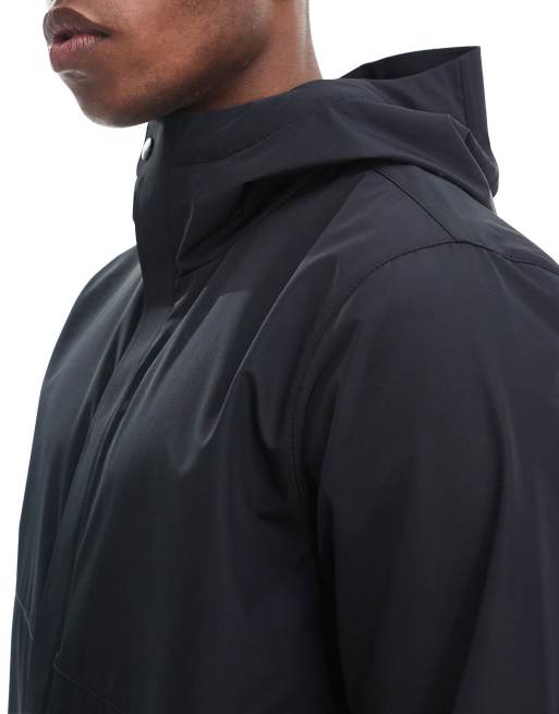 Hollister all weather mesh lined hooded rain jacket in black