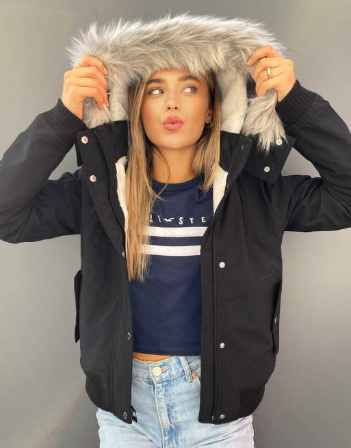 Hollister Allwetter Bomberjacke in Schwarz ASOS
