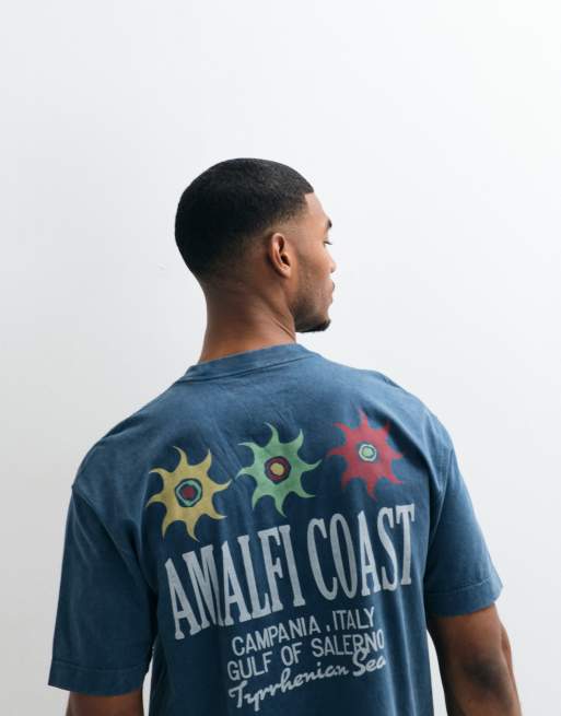 Hollister Amalfi back graphic boxy t-shirt in navy
