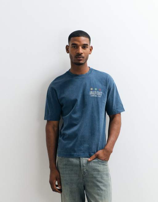 Hollister Amalfi back graphic boxy t-shirt in navy, 2 of 5