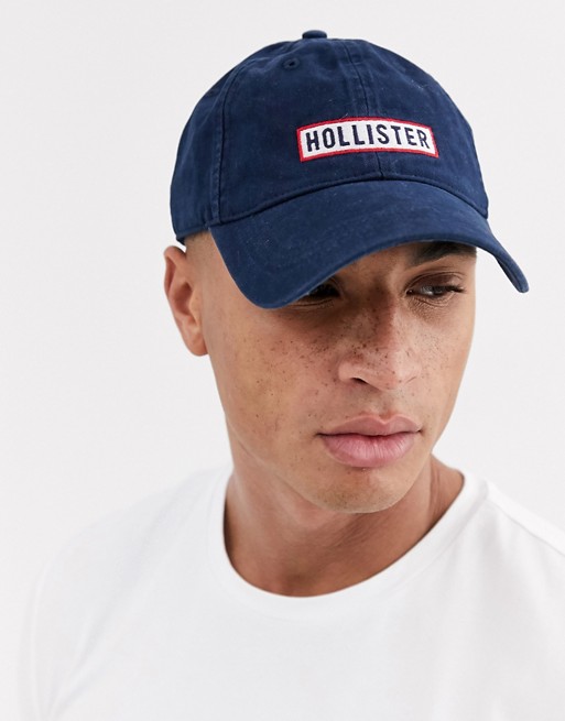 Hollister americana badge logo dad baseball cap in navy