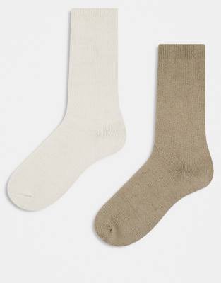 Hollister - Americana - Lot de 2 paires de chaussettes fantaisie - Gris/marron
