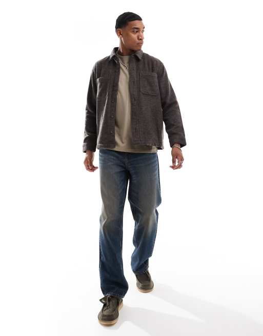 Hollister – Angeraute Hemdjacke in Braun