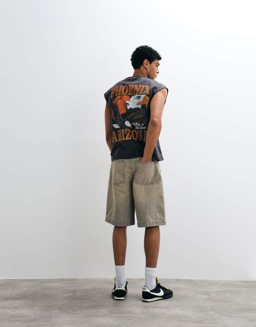 Hollister Arizona back graphic cut off tank top in black, 4 of 5