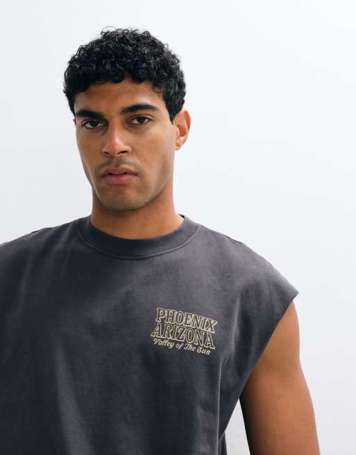 Hollister Arizona back graphic cut off tank top in black | ASOS