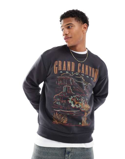 Hollister – Arizona – Sweatshirt in verwaschenem Schwarz mit Grafikprint
