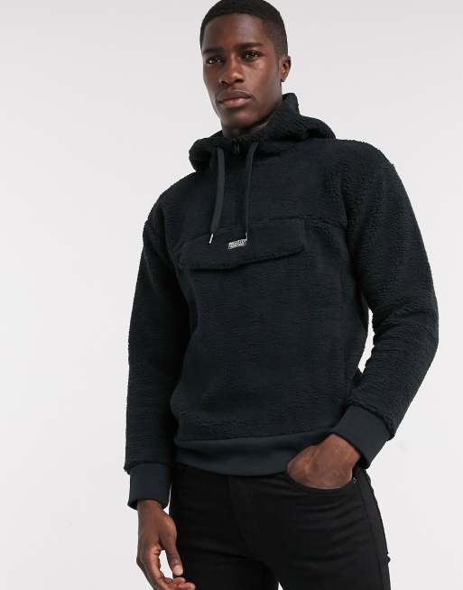 Hollister Overhead Hoodie With Sleeve & Back Logo in Rhubarb, ASOS