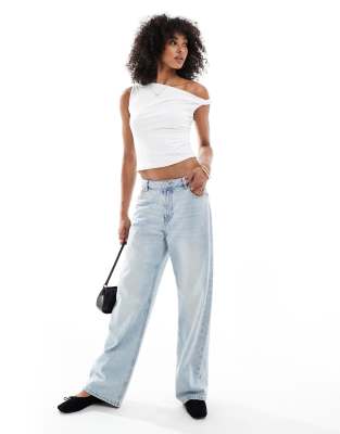 Hollister asymmetric one shoulder top in white