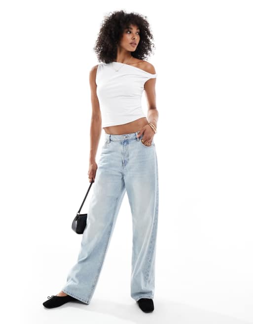Hollister – Asymmetrisches Oberteil mit One-Shoulder-Träger in Weiß, 2 von 4