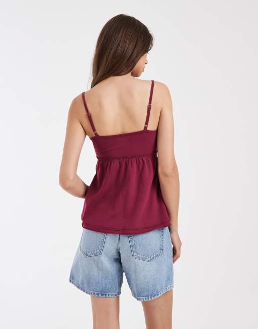 Hollister babydoll cami in dark pink, 3 of 4