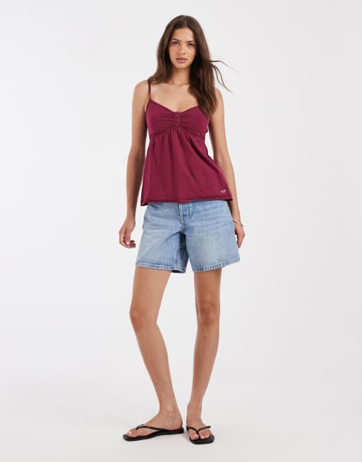 Hollister - Babydoll cami in donkerroze, 2 van 4