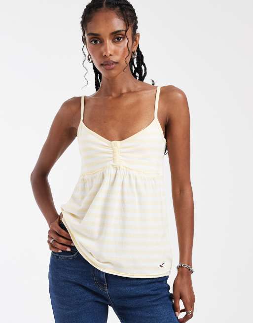 Hollister babydoll cami in yellow striped print | ASOS