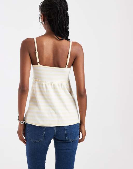 Hollister babydoll cami in yellow striped print | ASOS