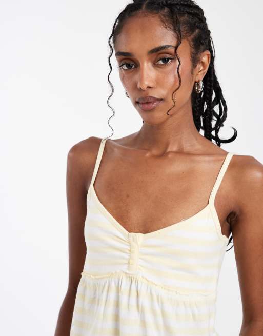 Hollister babydoll cami in yellow striped print | ASOS