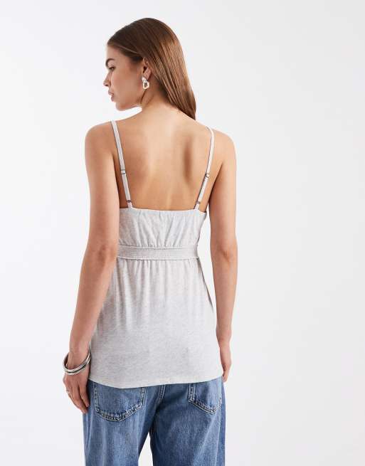 Hollister – Babydoll-Camisole in Grau mit Spitzenbesatz, 2 von 4