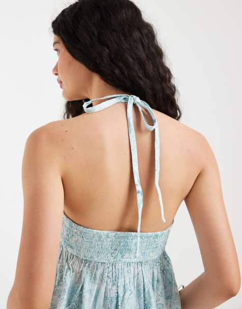 Hollister – Babydoll-Camisole in Hellblau mit Neckholder-Träger - view 1