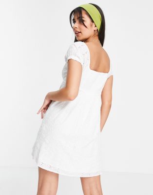 Hollister babydoll dress in white floral | ASOS