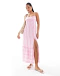 [Hollister] Hollister babydoll maxi dress in pink stripe-Multi XL Fruit