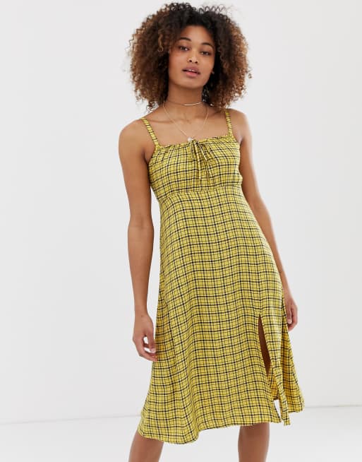 Hollister babydoll midi dress in check | ASOS