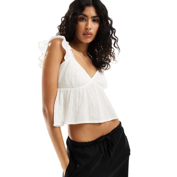 Hollister babydoll top in cream | ASOS