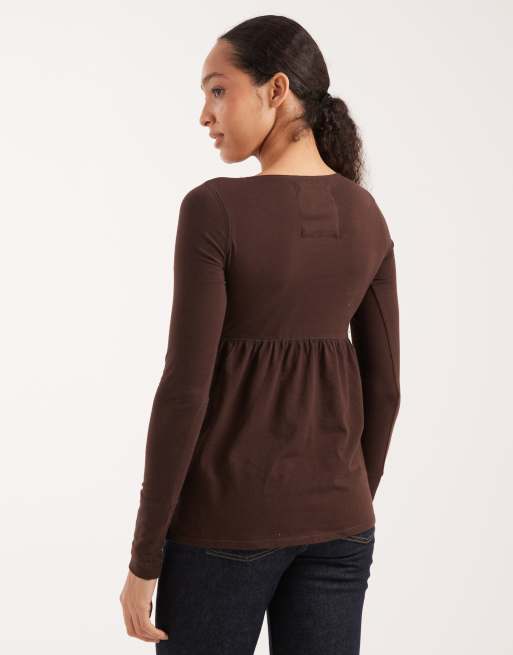 Hollister - Babydoll top met lange mouwen en strik aan de voorkant