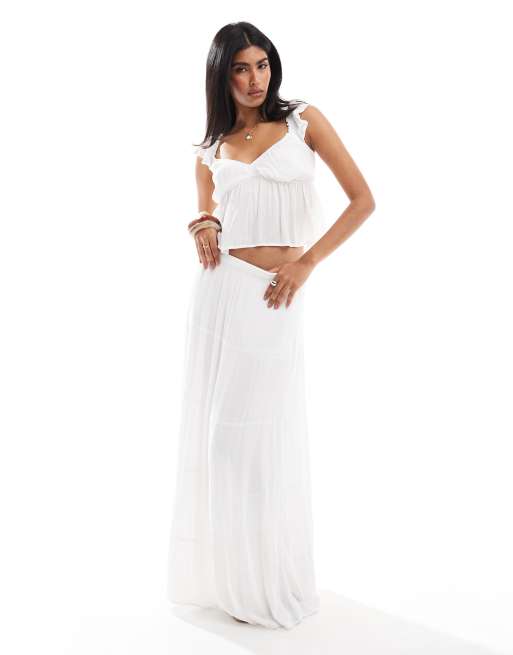 Hollister - Babydoll top met pofmouwen in wit | ASOS