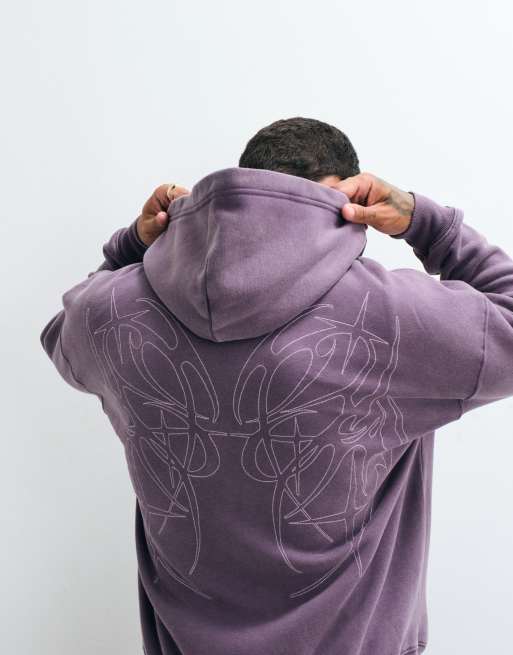 Hollister back graphic boxy fit hoodie in purple