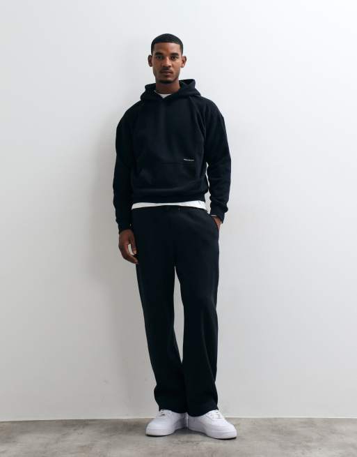 Hollister back graphic logo boxy fit hoodie in black, 2 of 5