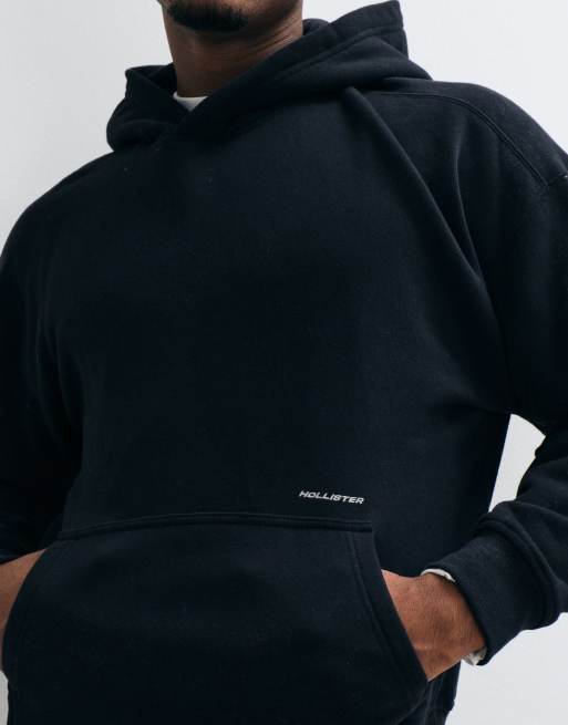 Hollister back graphic logo boxy fit hoodie in black, 4 of 5