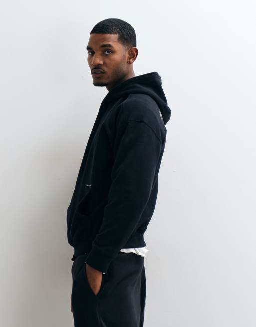 Hollister back graphic logo boxy fit hoodie in black, 5 of 5