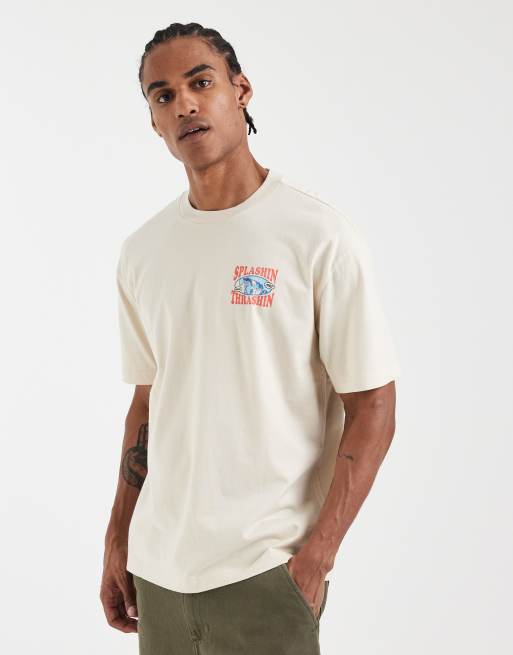 Hollister back graphic t-shirt in cream, 2 of 5