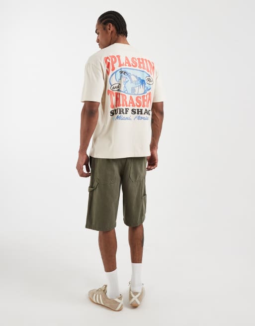 Hollister back graphic t-shirt in cream, 3 of 5