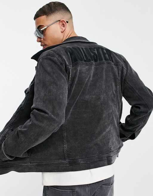 Hollister black cheap denim jacket