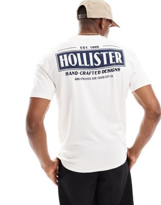 Hollister back print t-shirt in cream