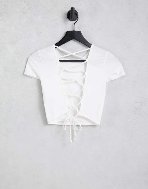 Hollister backless strappy T-shirt in pink