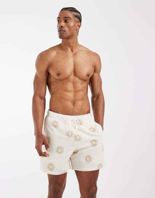 Hollister - Badebukser i seersucker med gult solprint, 1 af 5