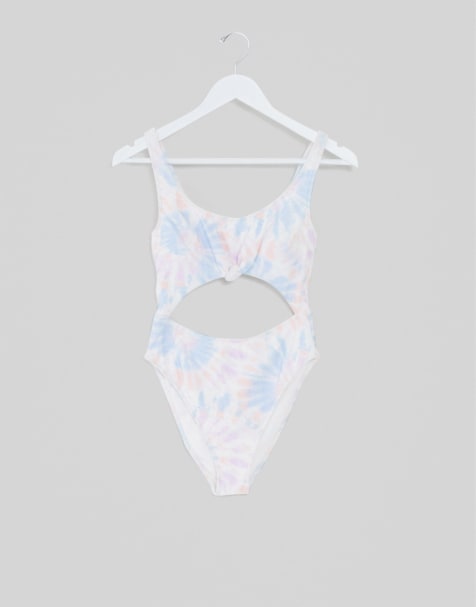 Hollister - Badpak met uitsnijding en tie-dye print - view 1