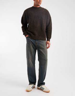 Hollister Hollister baggy 5 pocket jeans in dark bleach wash-Blue
