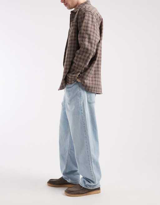 Hollister baggy 5 pocket jeans in light wash blue, 3 of 5