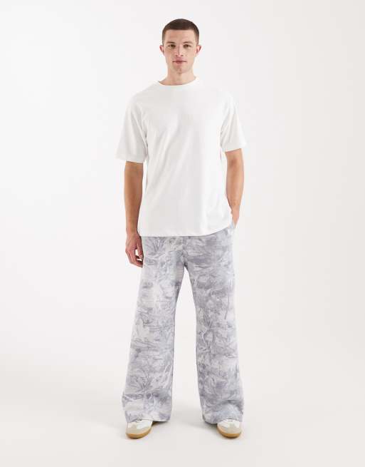 Hollister baggy bootcut logo joggers in blue/grey camo - GREY
