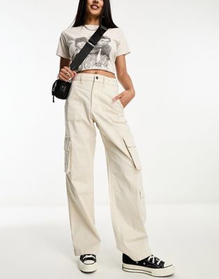 Hollister baggy cargo pant in cream