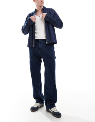 Hollister Hollister baggy carpenter jean in dark denim-Blue