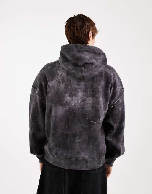 Hollister baggy cinch hoodie in washed black, 3 of 5