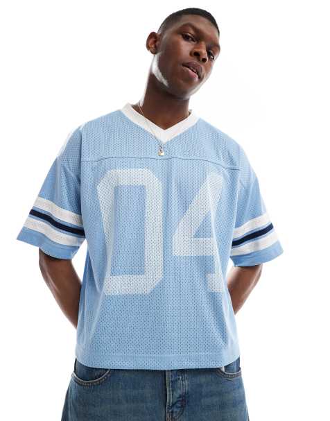 Hollister baggy cropped americana varsity motif athletic top in blue multi - view 1