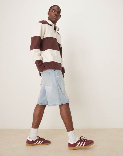 Hollister baggy denim jorts in light blue - view 1