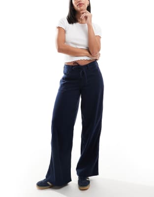 Hollister Hollister baggy drawstring trouser in navy-Multi