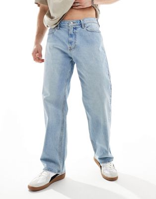 Hollister baggy fit jeans in light wash blue